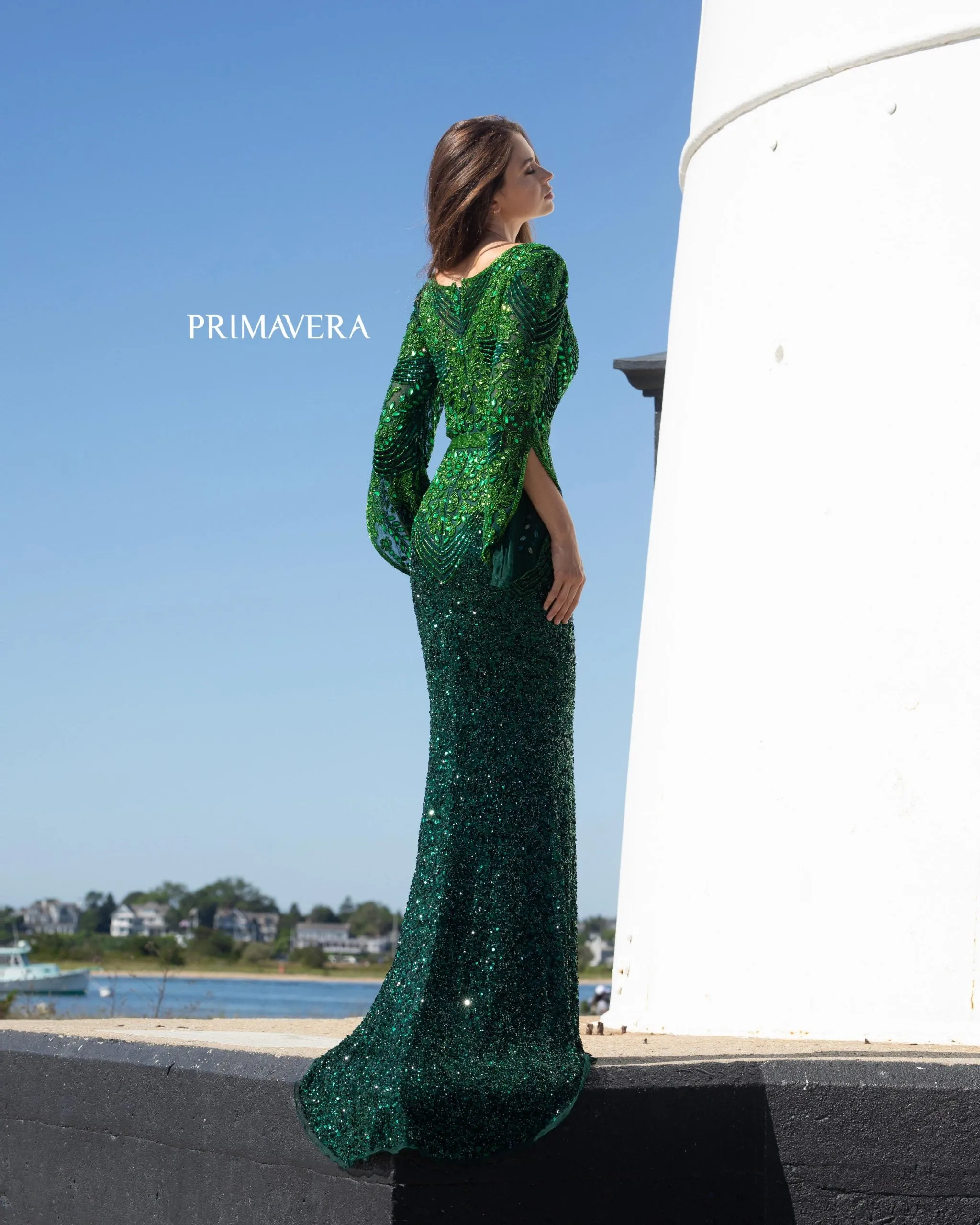 Dorota | Beaded Long Sleeve Evening Gown | Primavera 3680