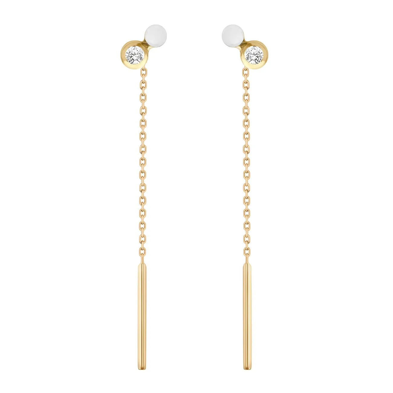 Dot diamond White resin earrings, Yellow Gold