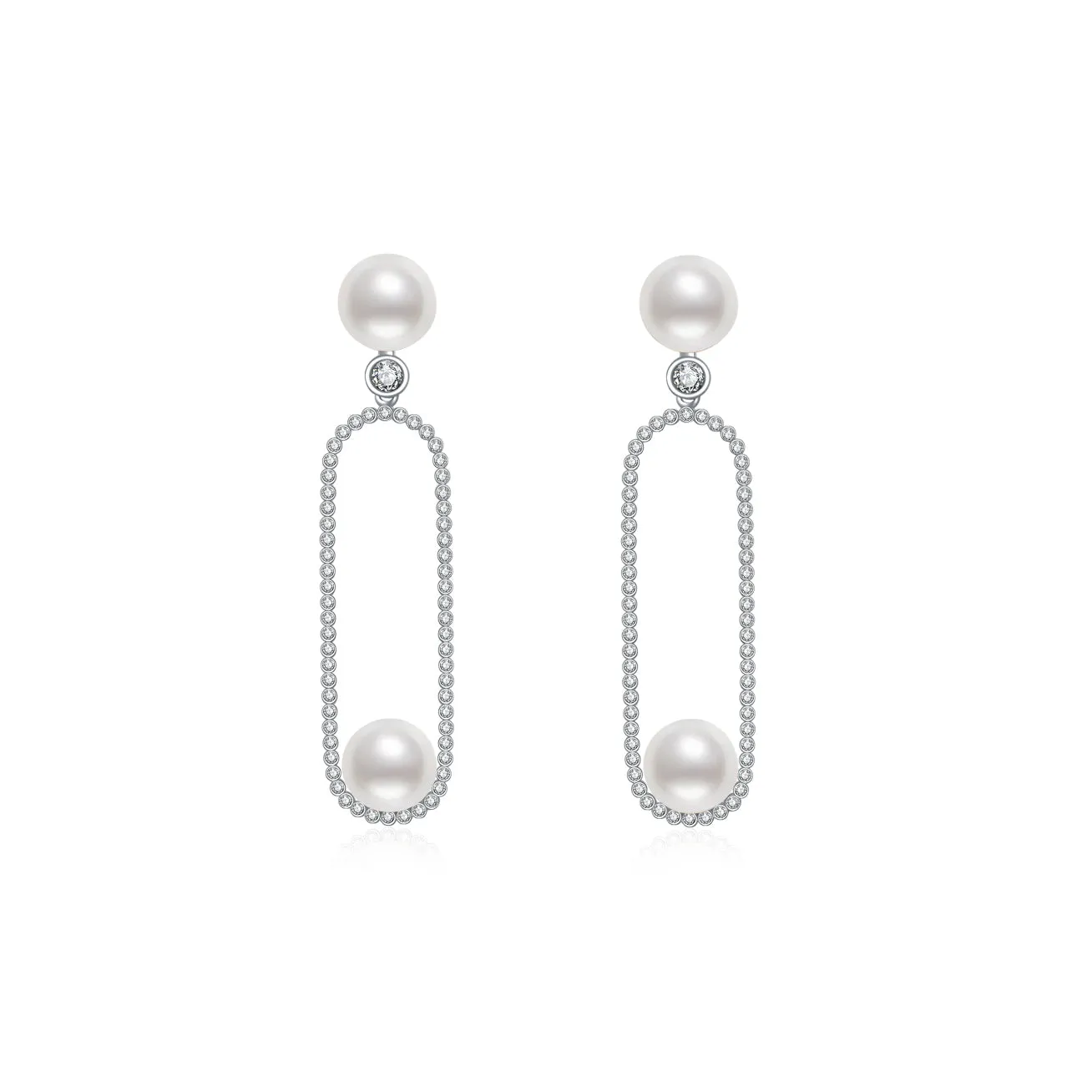 Elegant 18K Solid Gold Freshwater Pearl Earrings KE00008