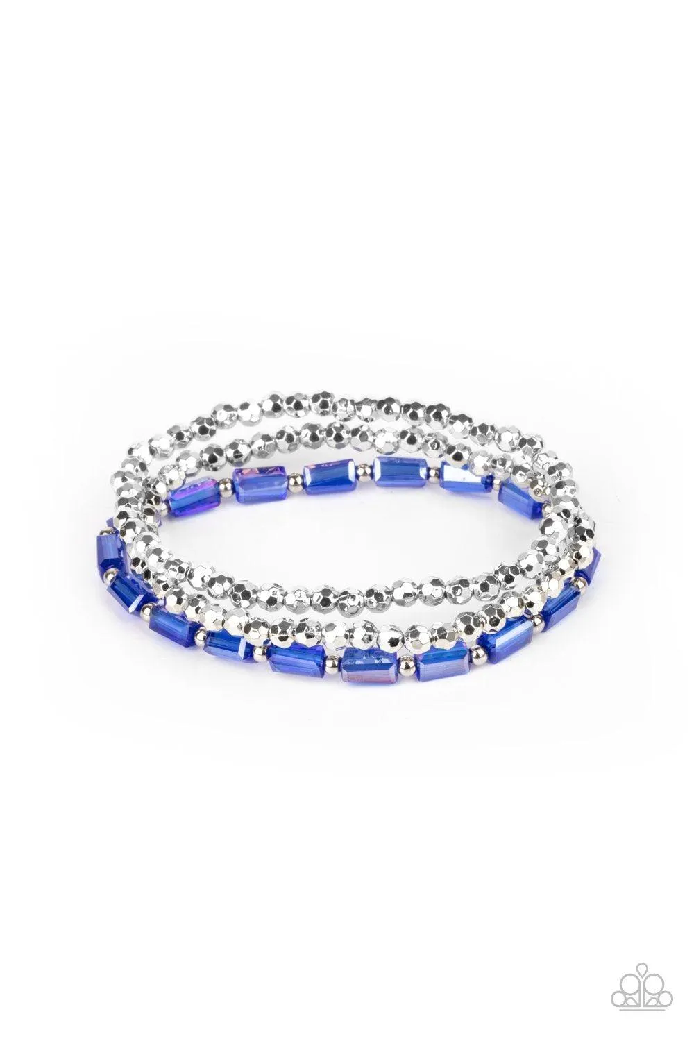 Elegant Essence Iridescent Blue and Silver Bracelet - Paparazzi Accessories