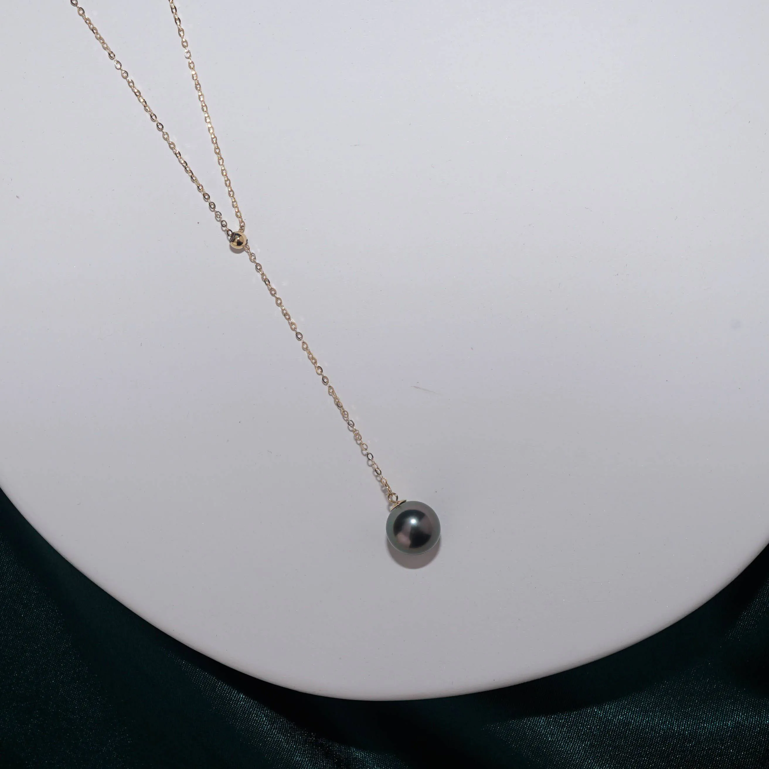 Elegant Saltwater Tahitian Pearl 18K Solid Gold Necklace KN00010