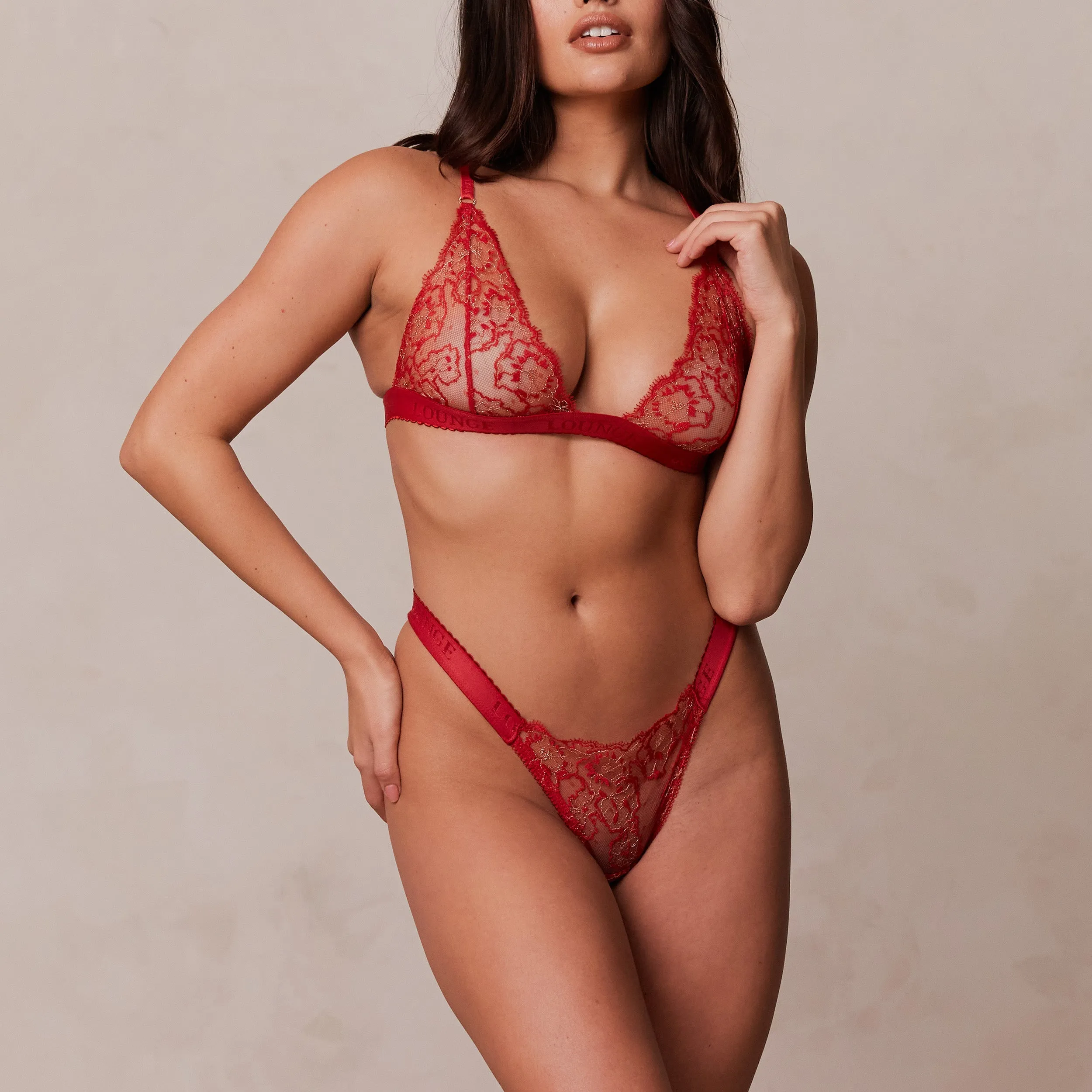 Embroidered Triangle Bra  - Maroon