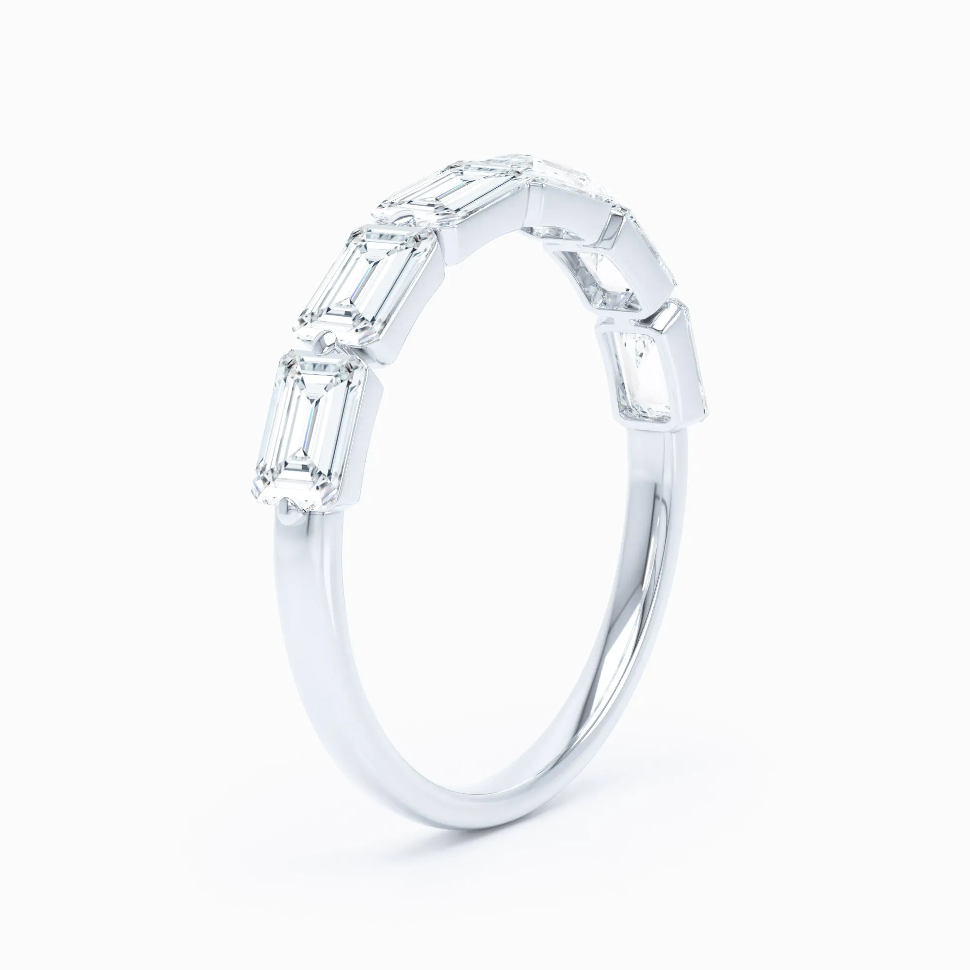 Emerald Cut Shared Prong Set Wedding Band