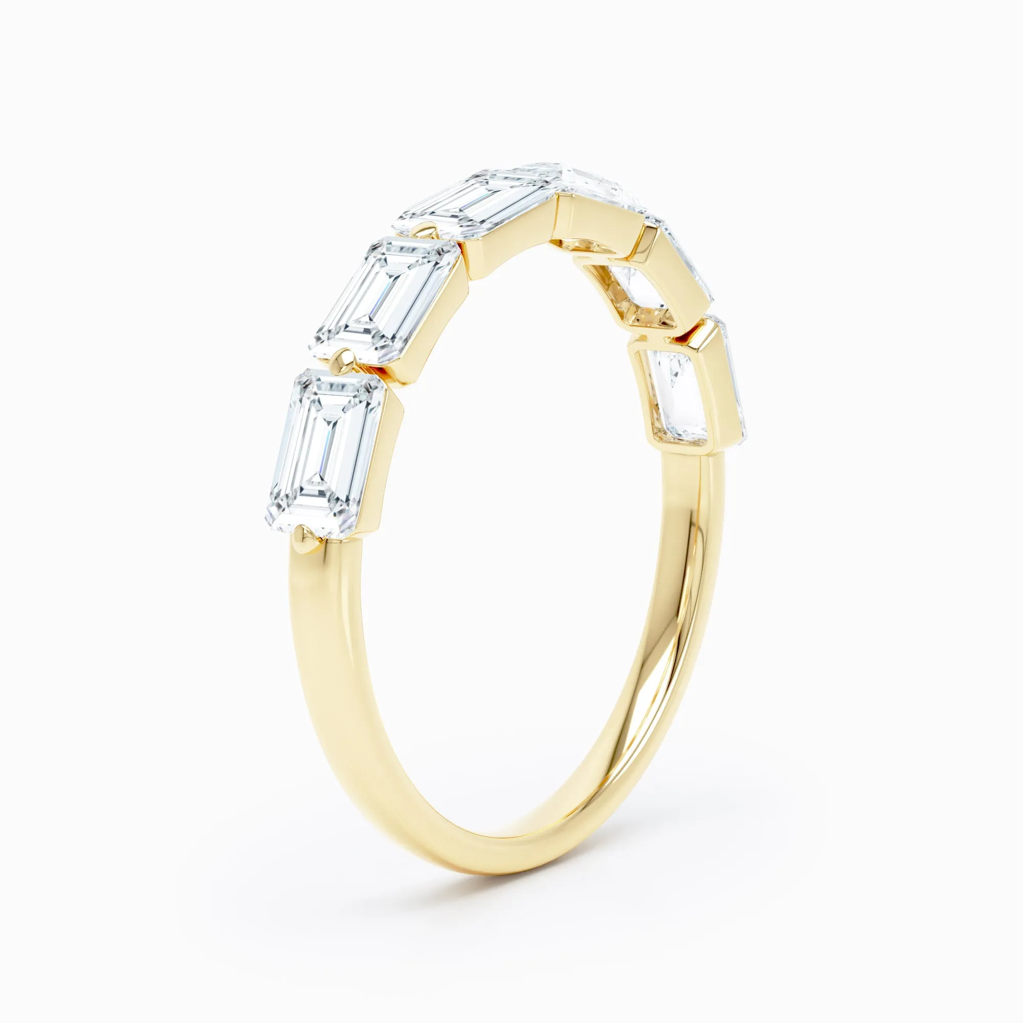 Emerald Cut Shared Prong Set Wedding Band