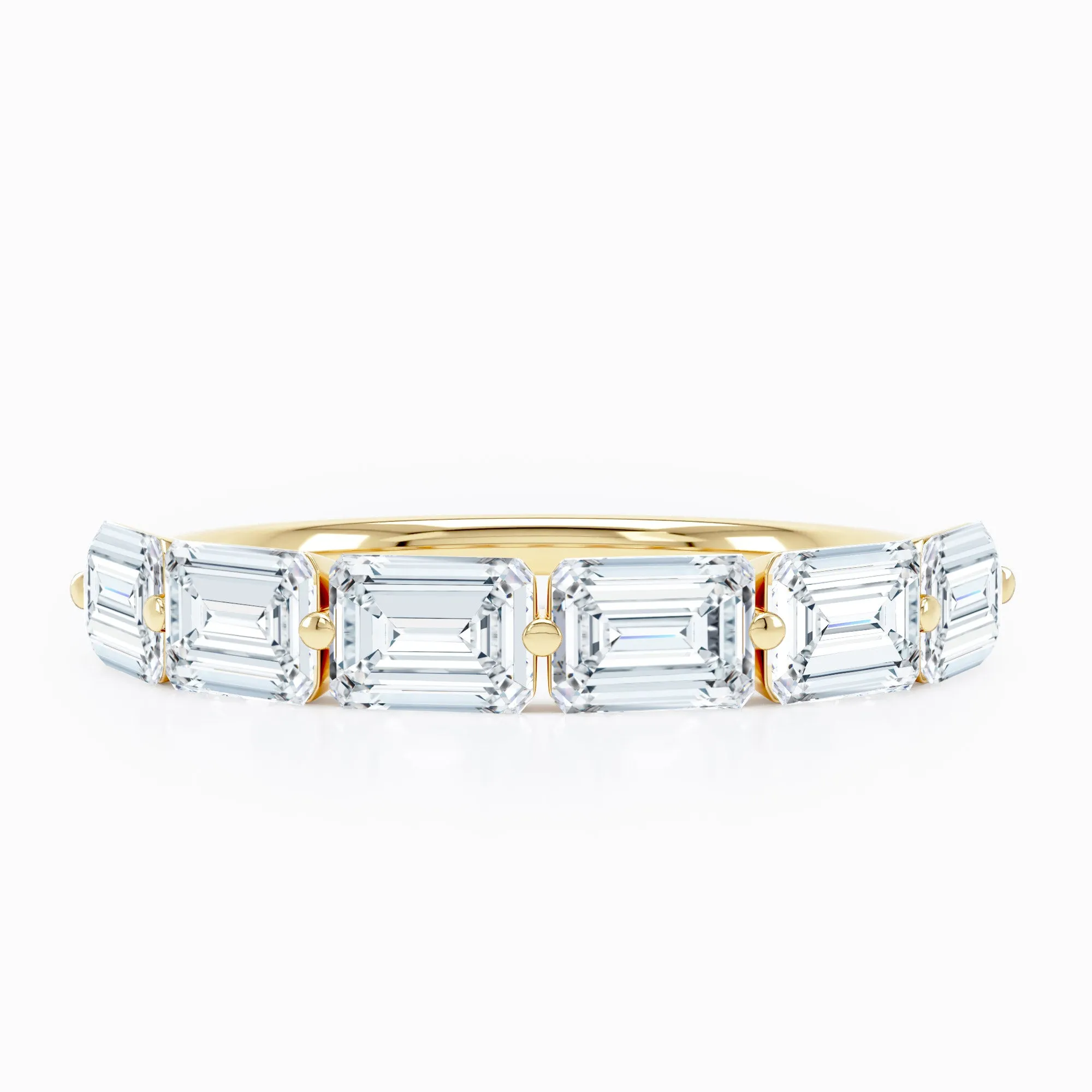 Emerald Cut Shared Prong Set Wedding Band