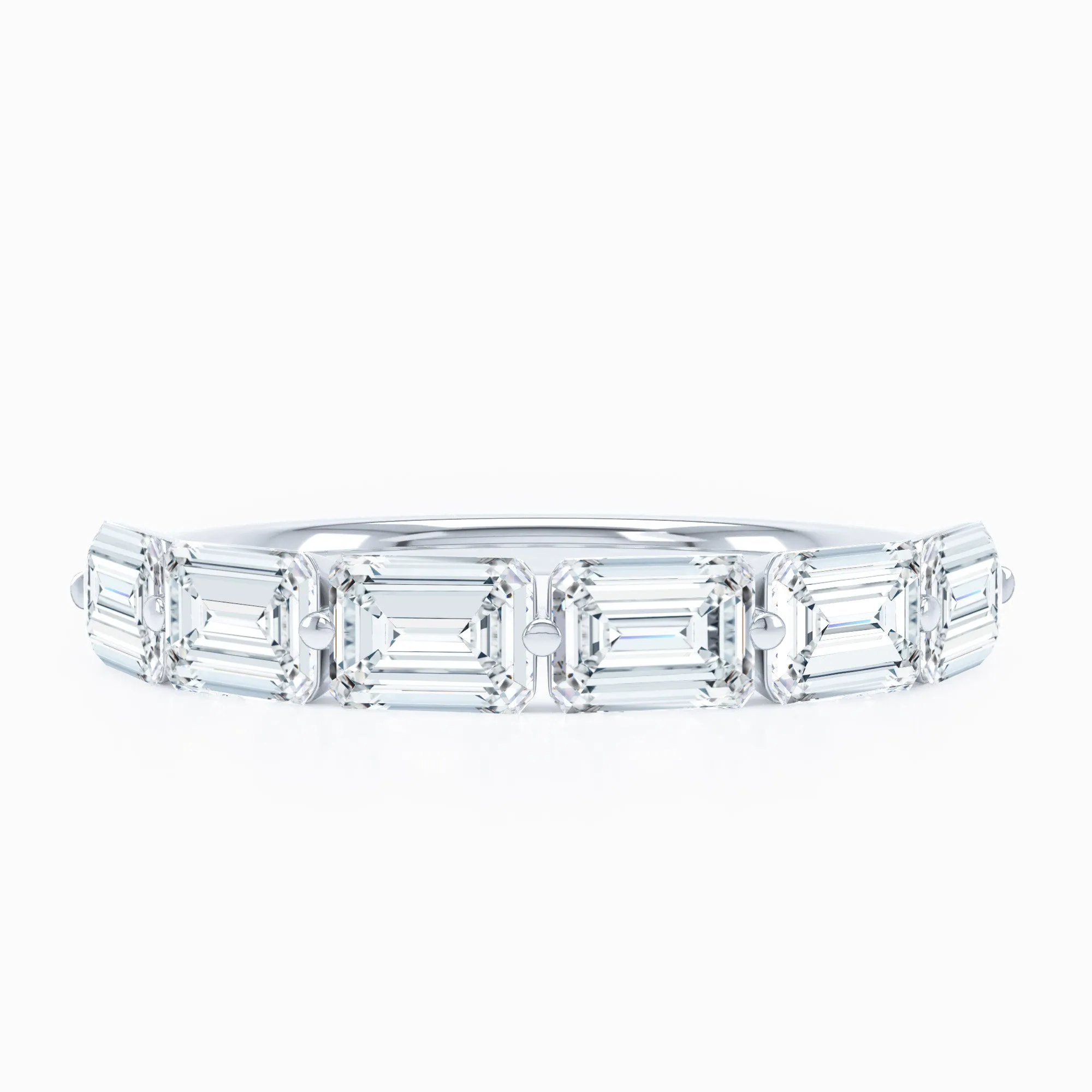 Emerald Cut Shared Prong Set Wedding Band