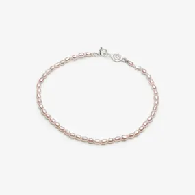 Feminine Pink Rice Pearl Bracelet Single Strand