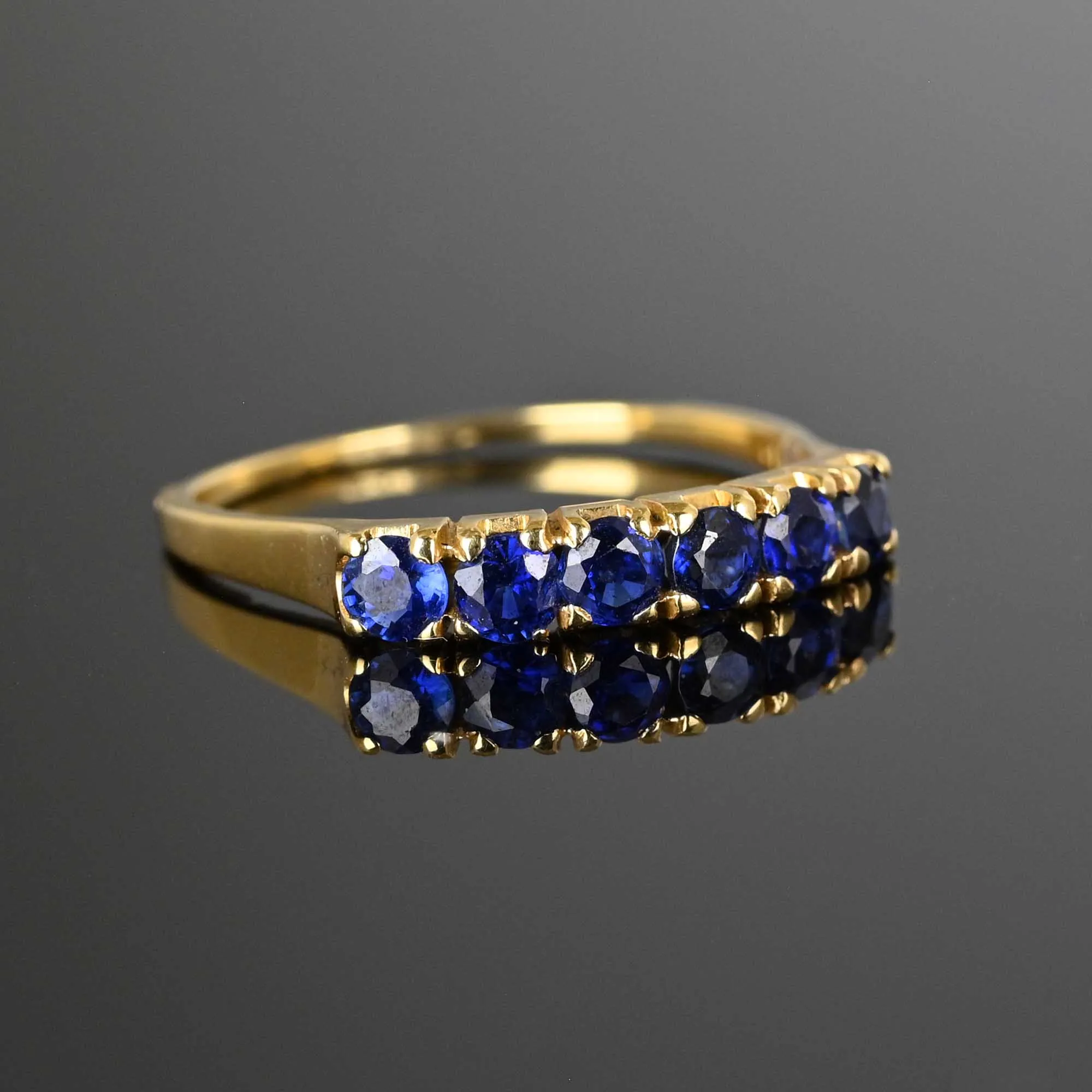 Fine Half Eternity 14K Gold Sapphire Ring Band