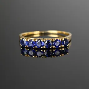 Fine Half Eternity 14K Gold Sapphire Ring Band