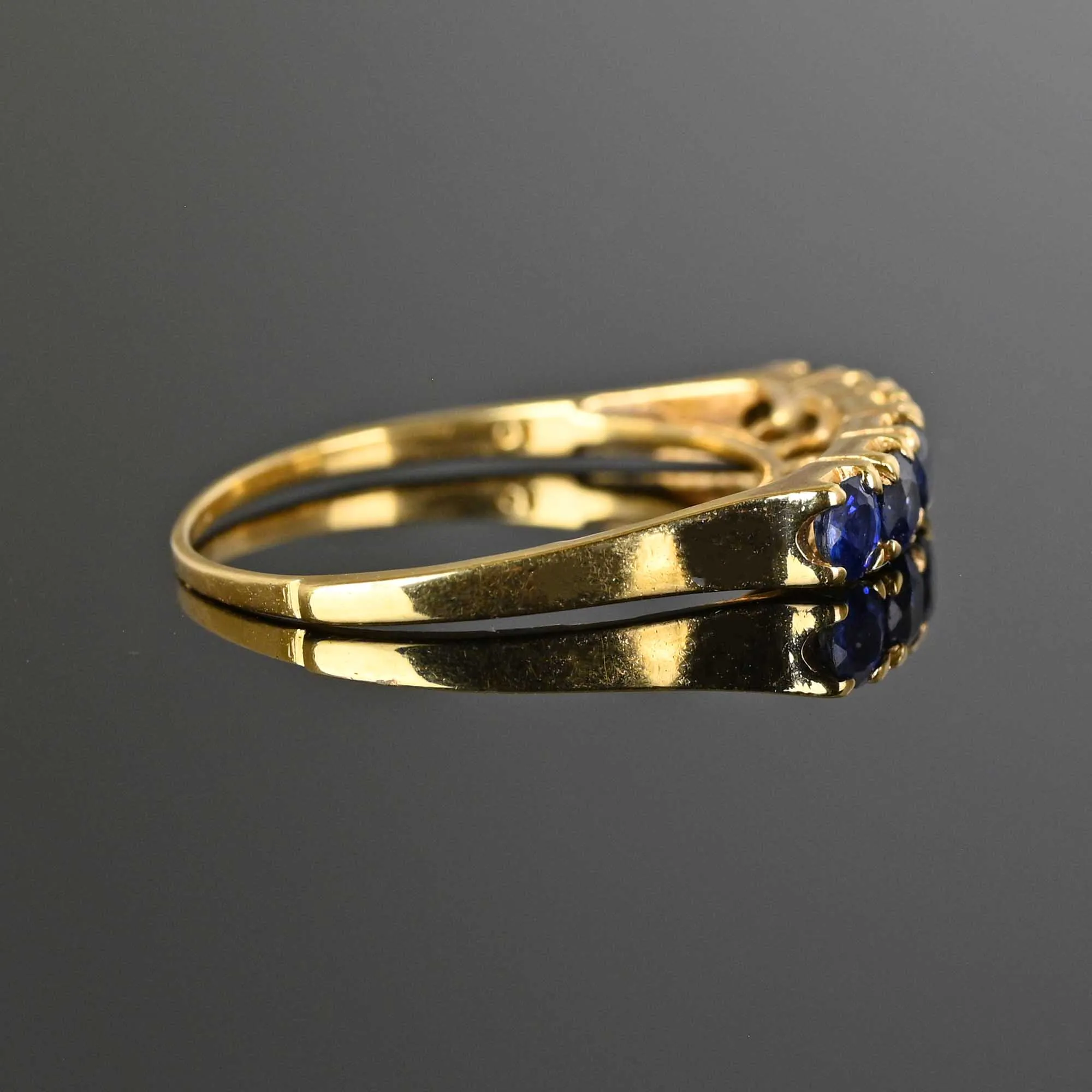 Fine Half Eternity 14K Gold Sapphire Ring Band