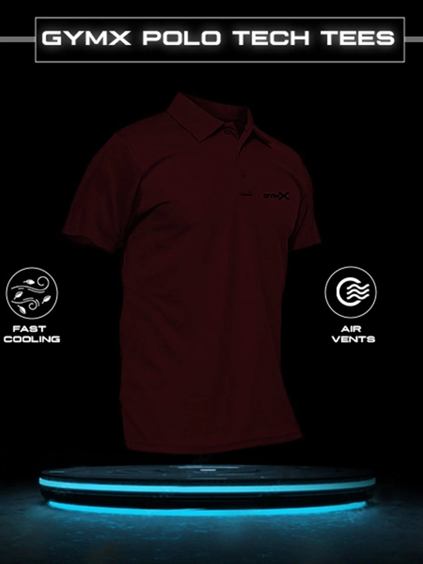 GymX Tech Polo Tee: Stark Maroon