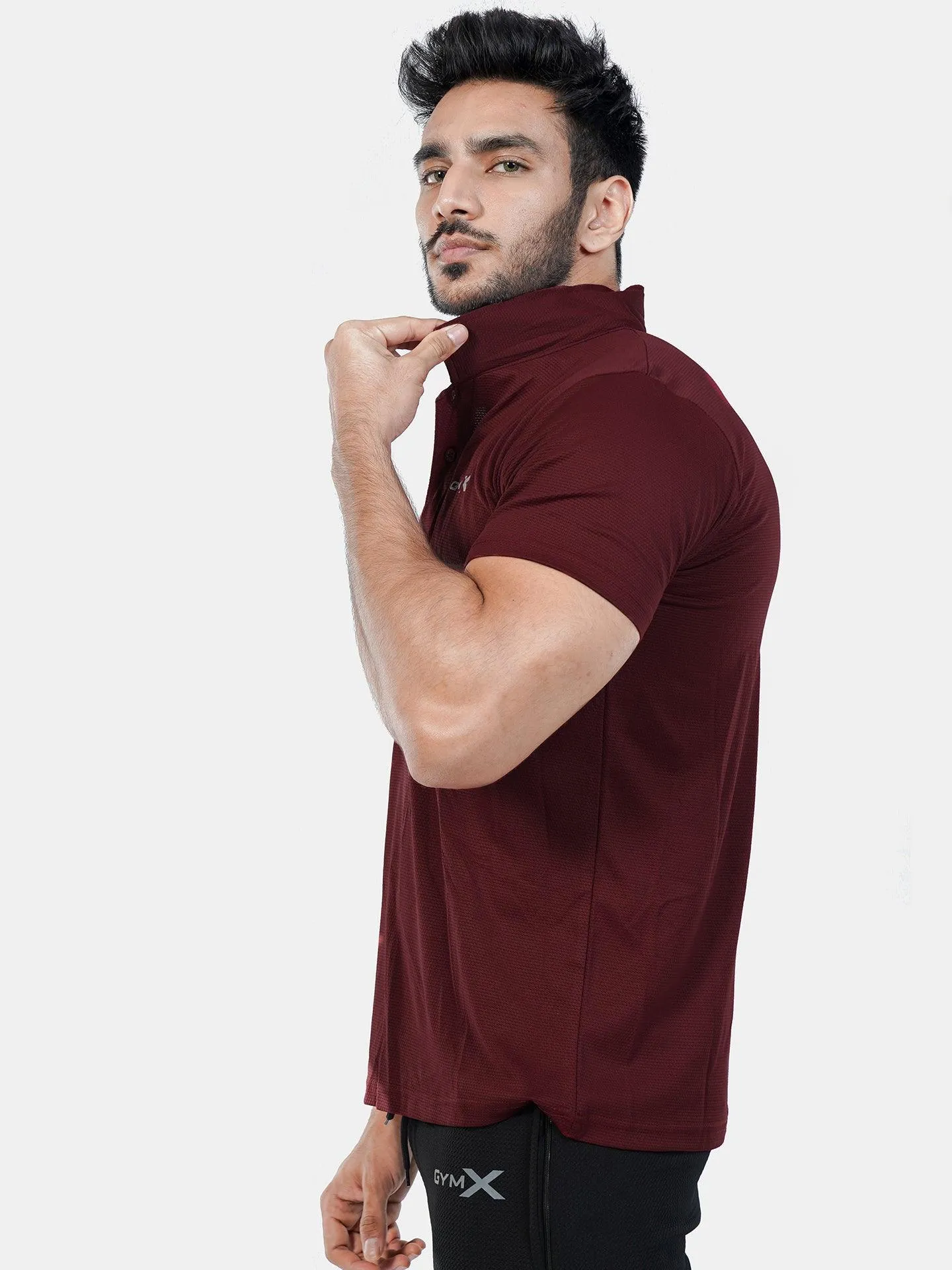 GymX Tech Polo Tee: Stark Maroon