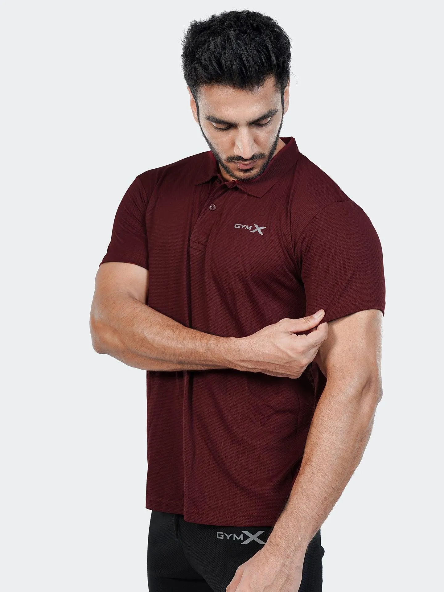 GymX Tech Polo Tee: Stark Maroon