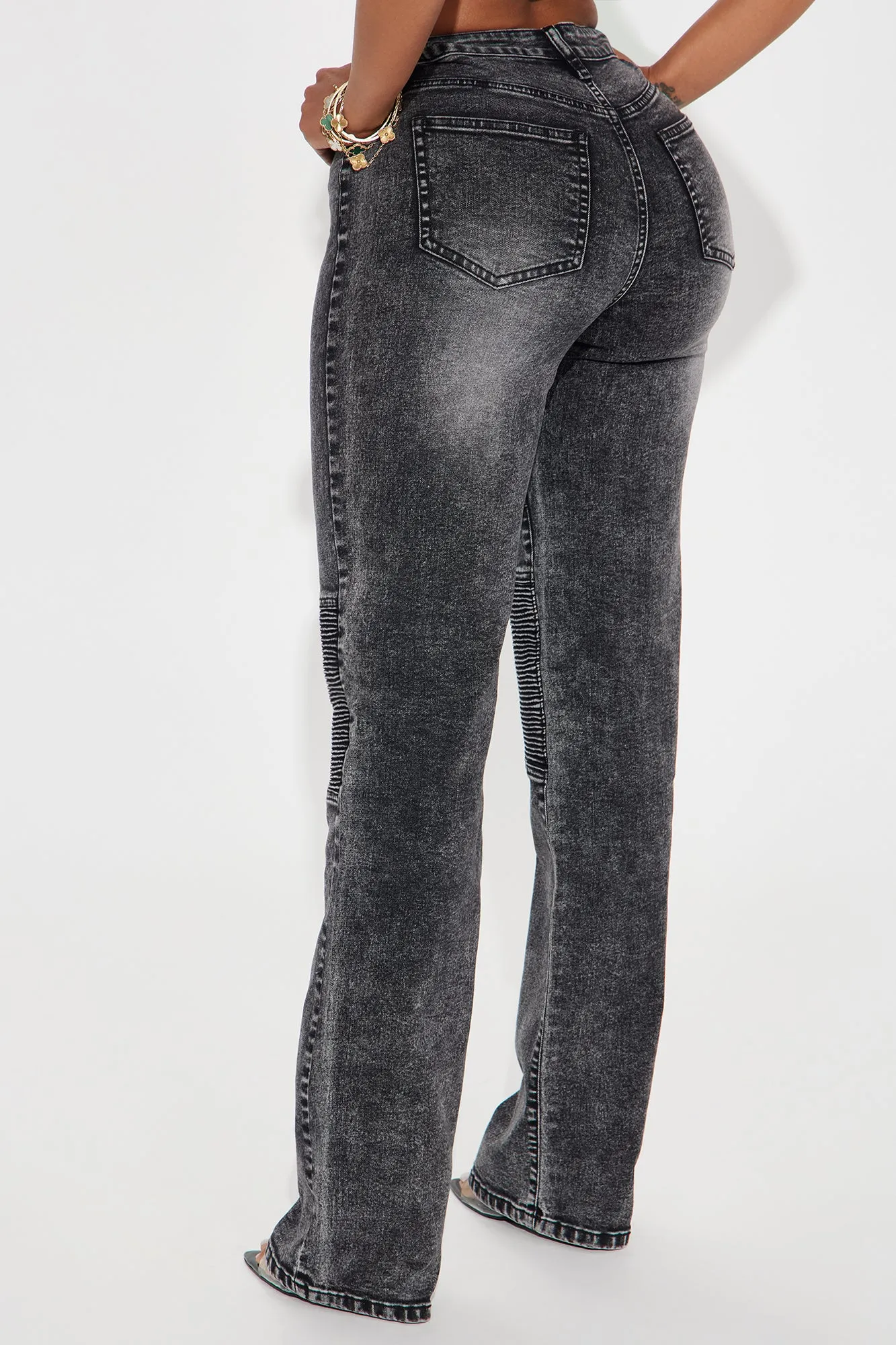 Have It My Way Moto Stretch Straight Leg Jeans - Black Wash