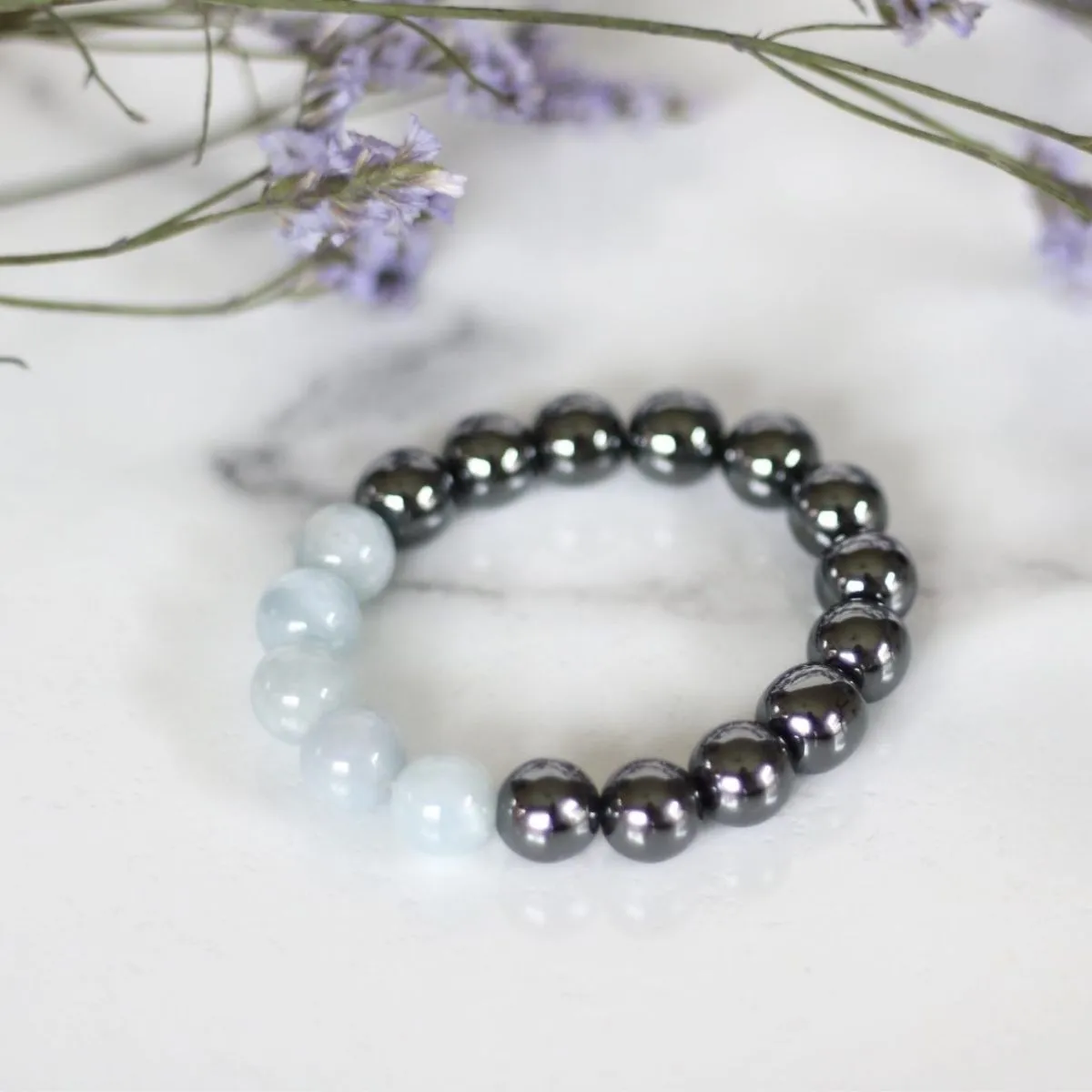 Hematite and Aquamarine Bracelet to Stimulate the Mind