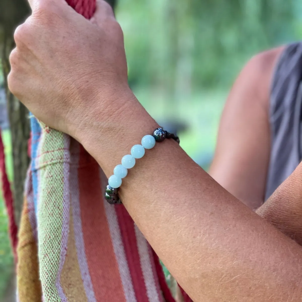 Hematite and Aquamarine Bracelet to Stimulate the Mind