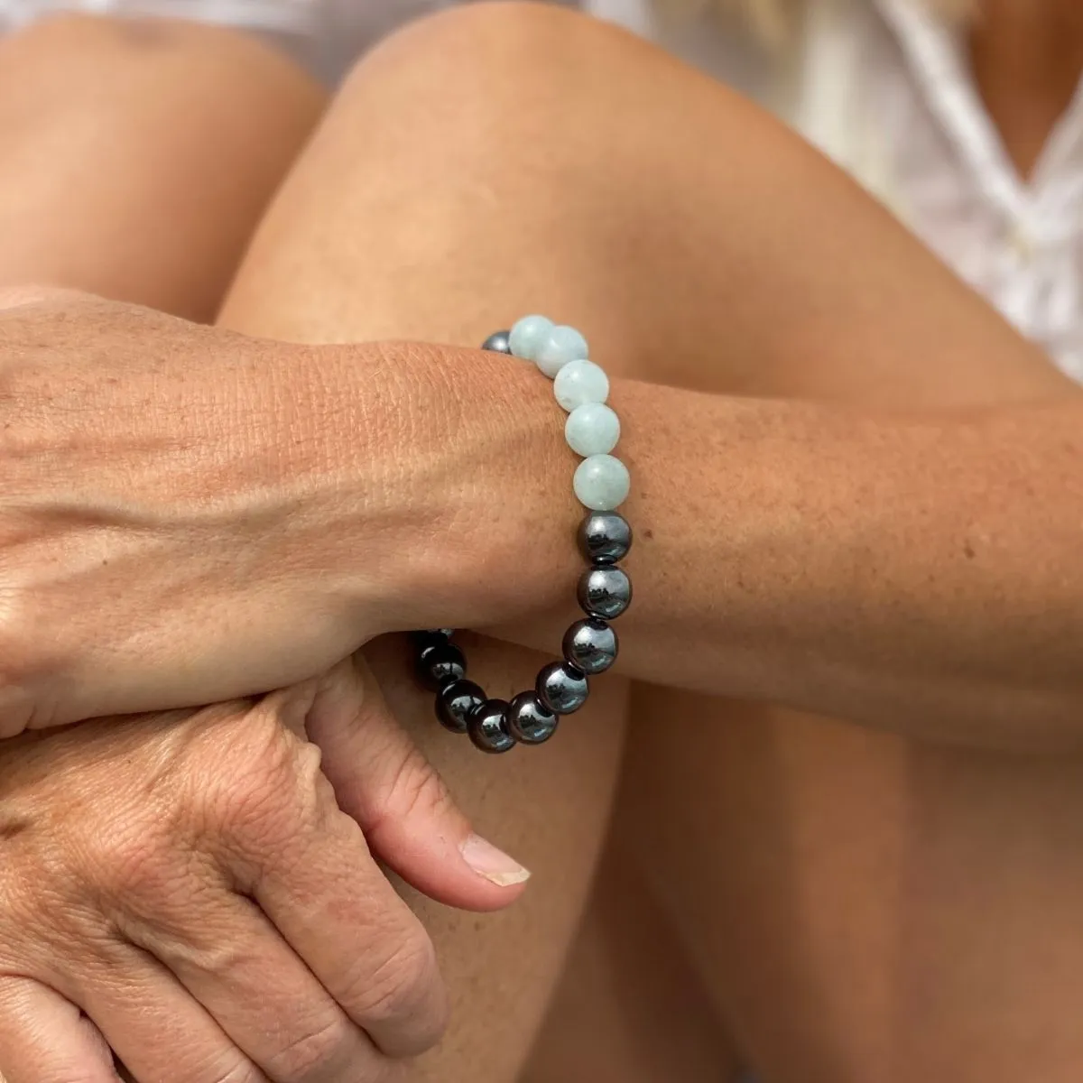 Hematite and Aquamarine Bracelet to Stimulate the Mind