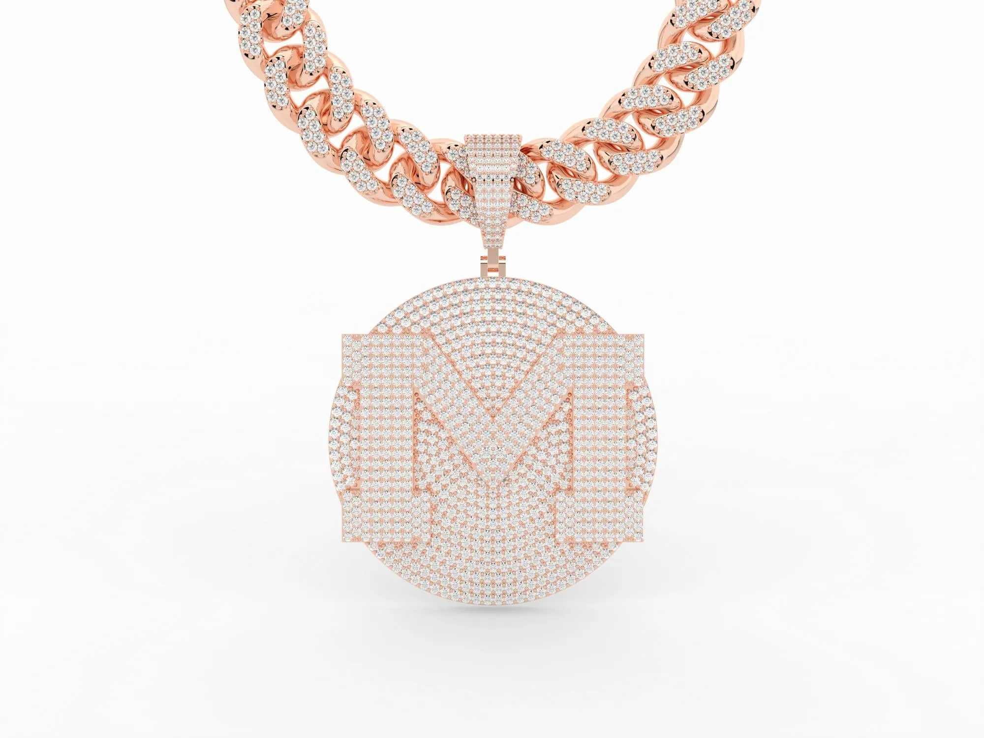 Iced Out Custom "M" Big Medallion Pendant P 3