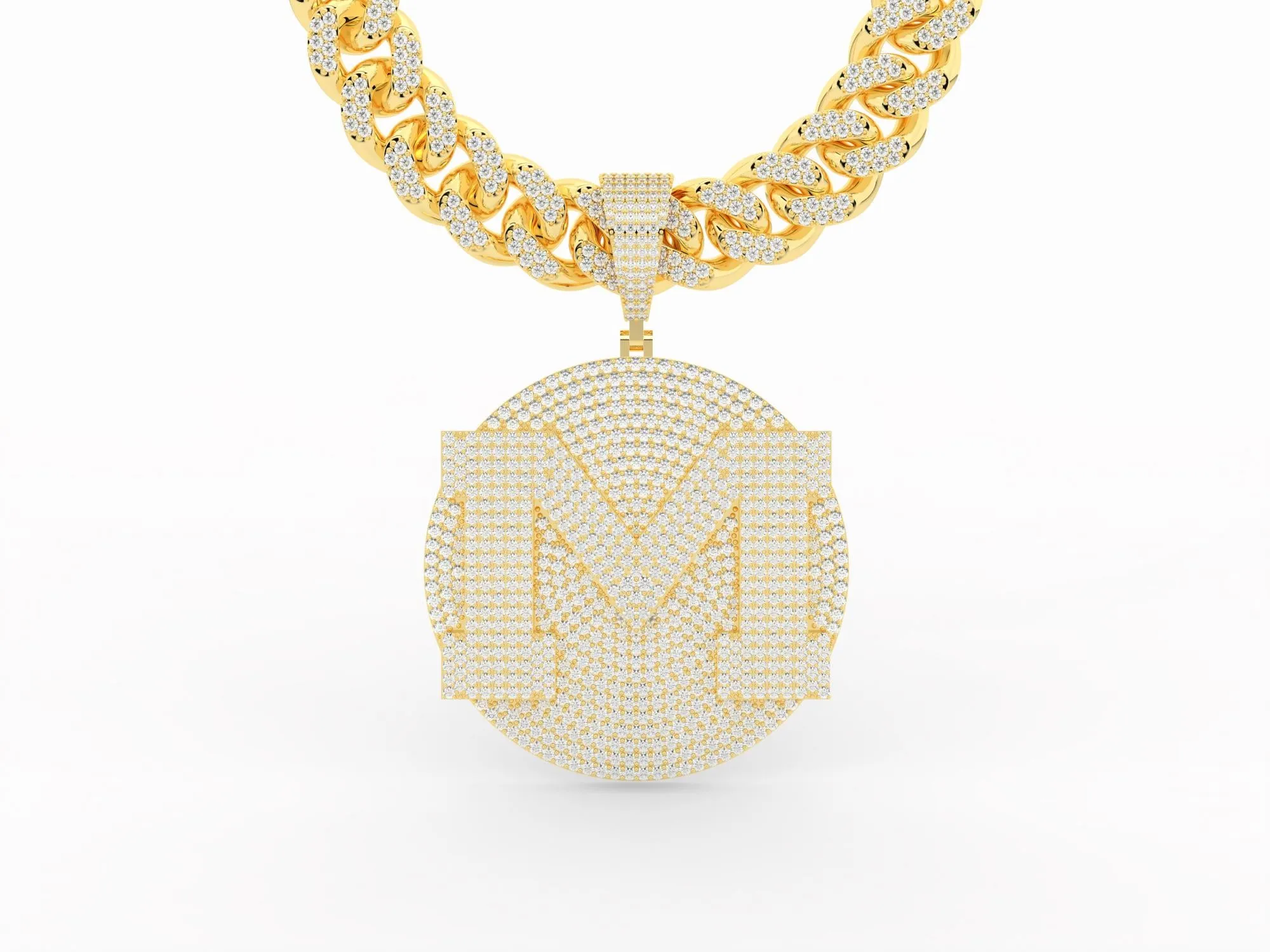 Iced Out Custom "M" Big Medallion Pendant P 3