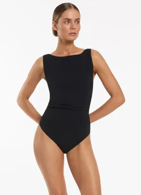 Jetset Boat Neck One Piece - Black