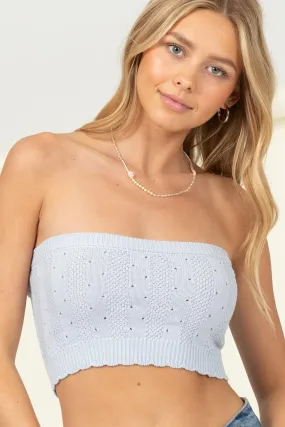 Jr Top Crop - Strapless Fitted - Blue