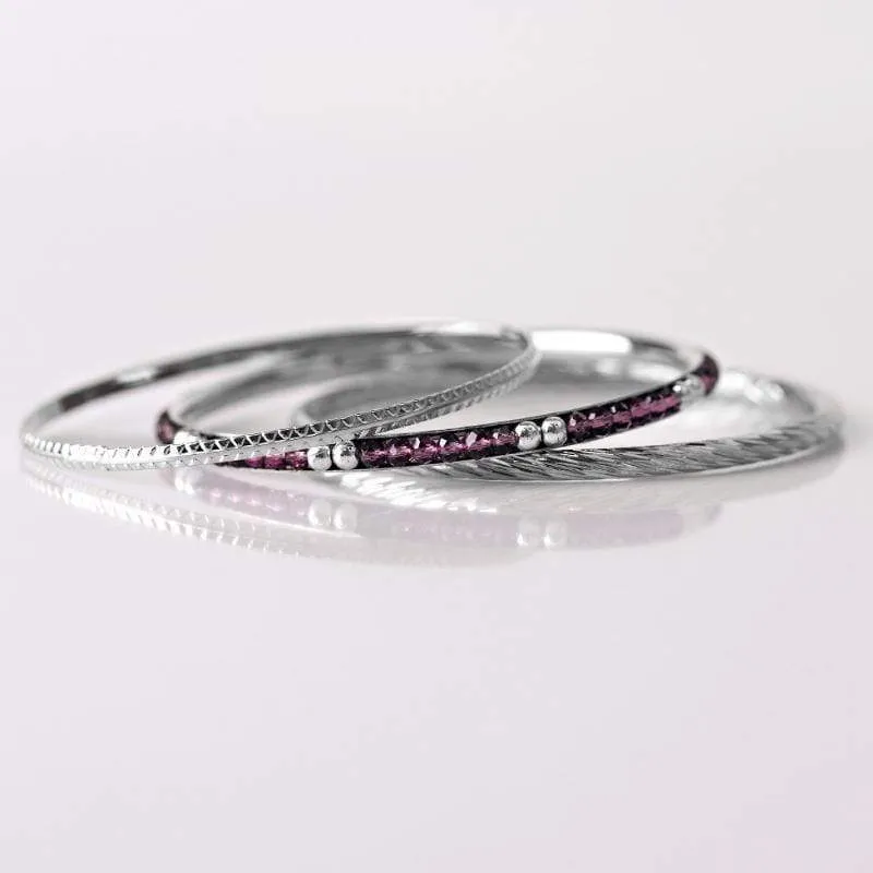 Just Say Glam Purple Set of Bangle Bracelets