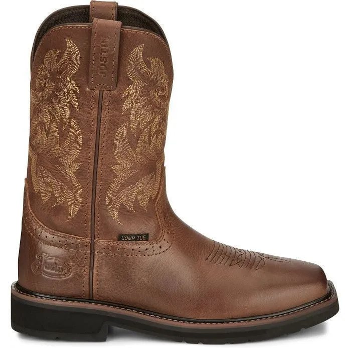 Justin Men's Handler 11 CT Western Work Boot -Brown- SE4824