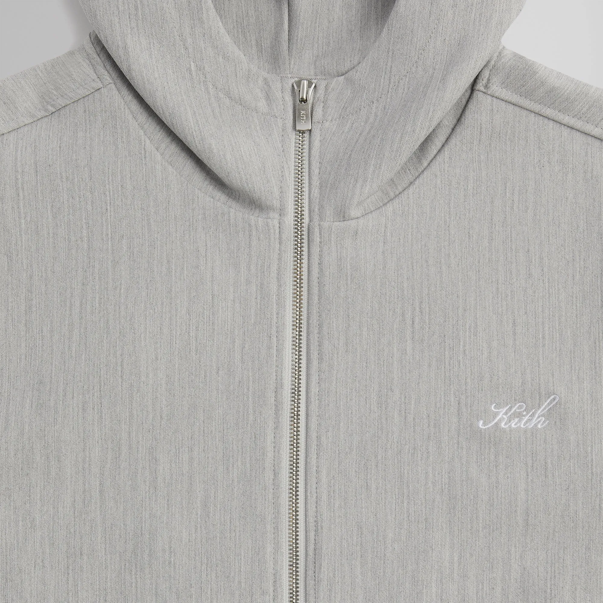 Kith Double Weave Selfridge Zip Up Hoodie - Light Heather Grey