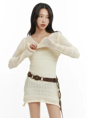 Knitted Hollow Out Mini Dress CM427