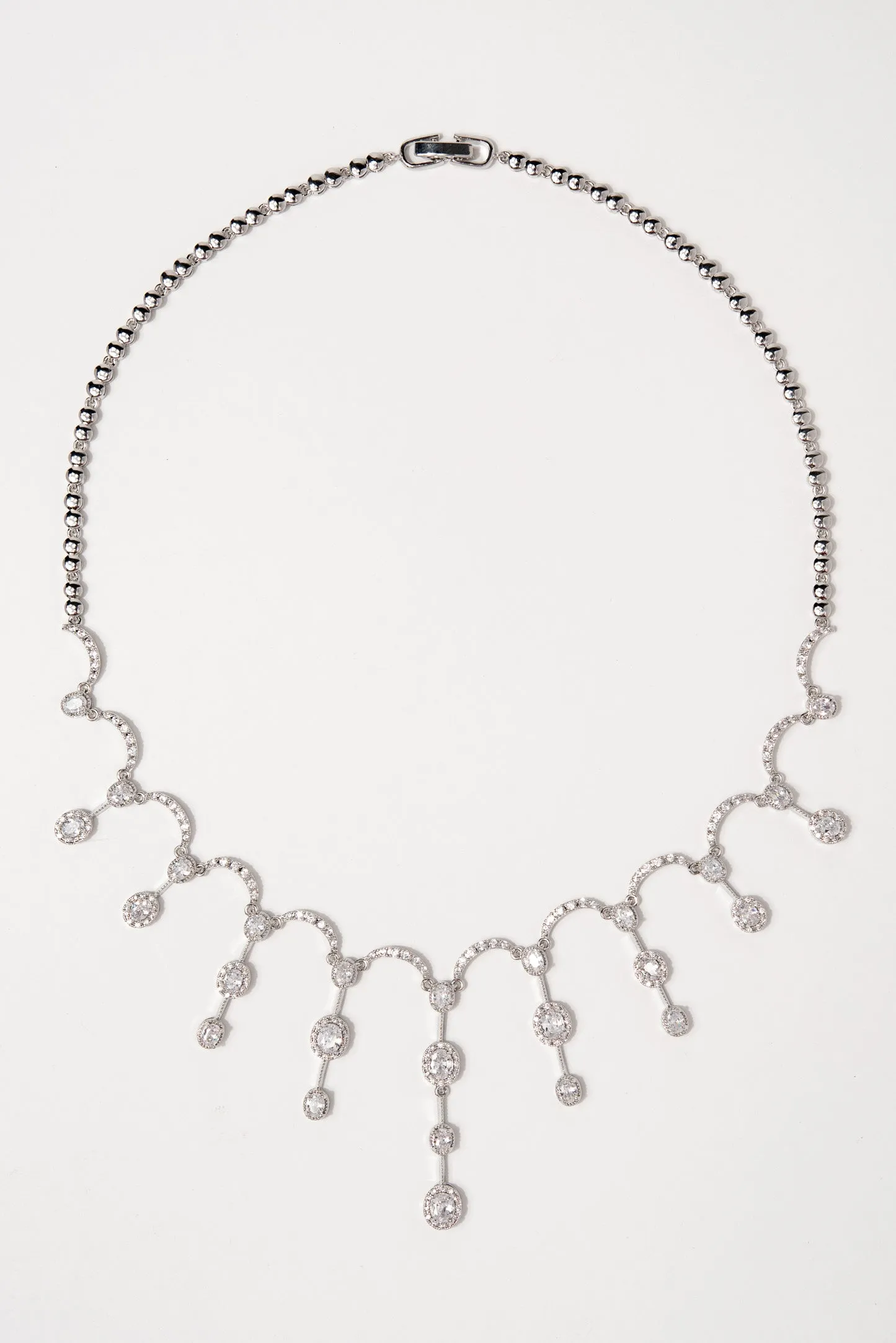 Layla Glam Cubic Z Necklace Set - Silver