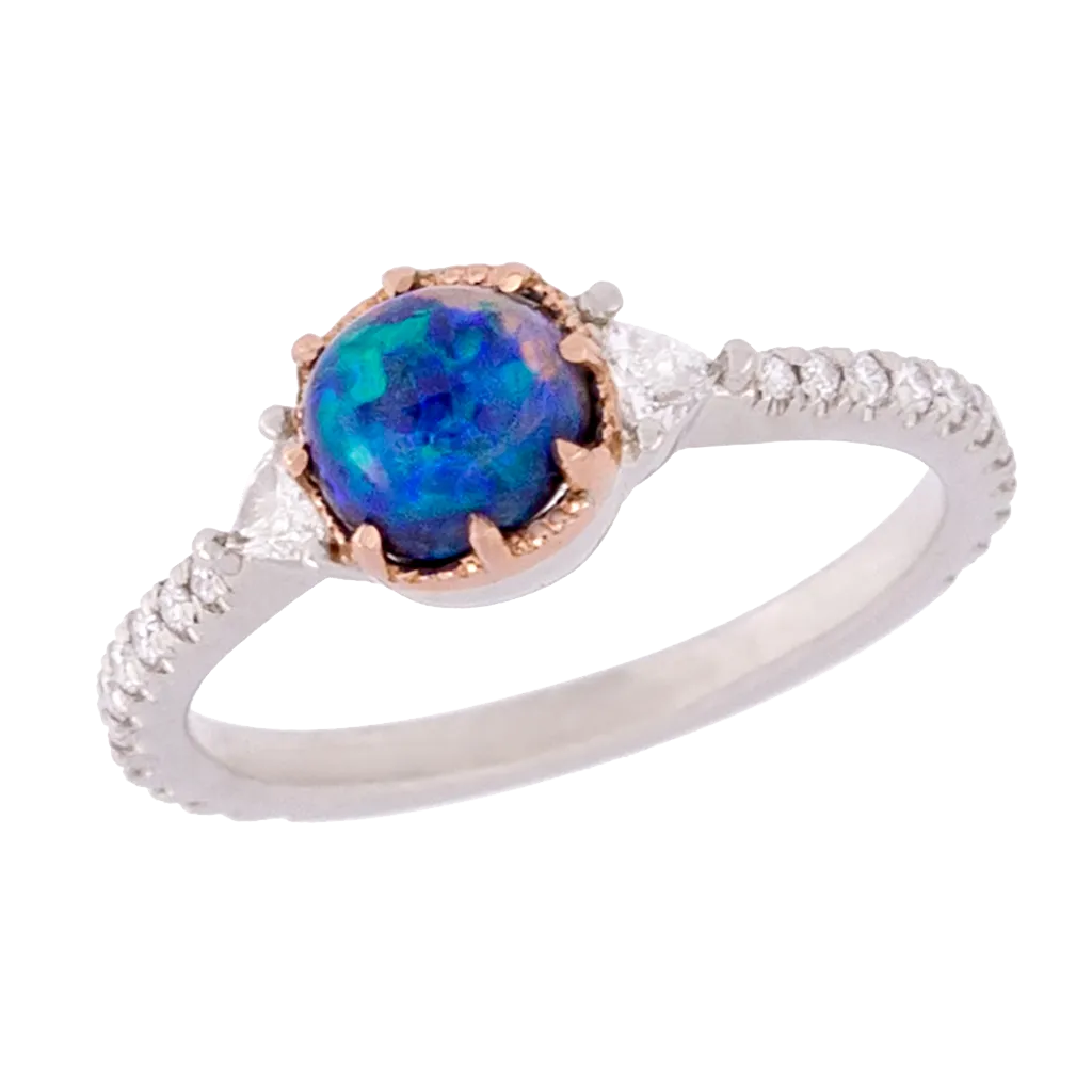 Lightning Ridge Black Opal and Diamond Ring