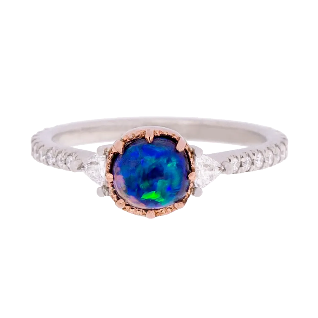 Lightning Ridge Black Opal and Diamond Ring