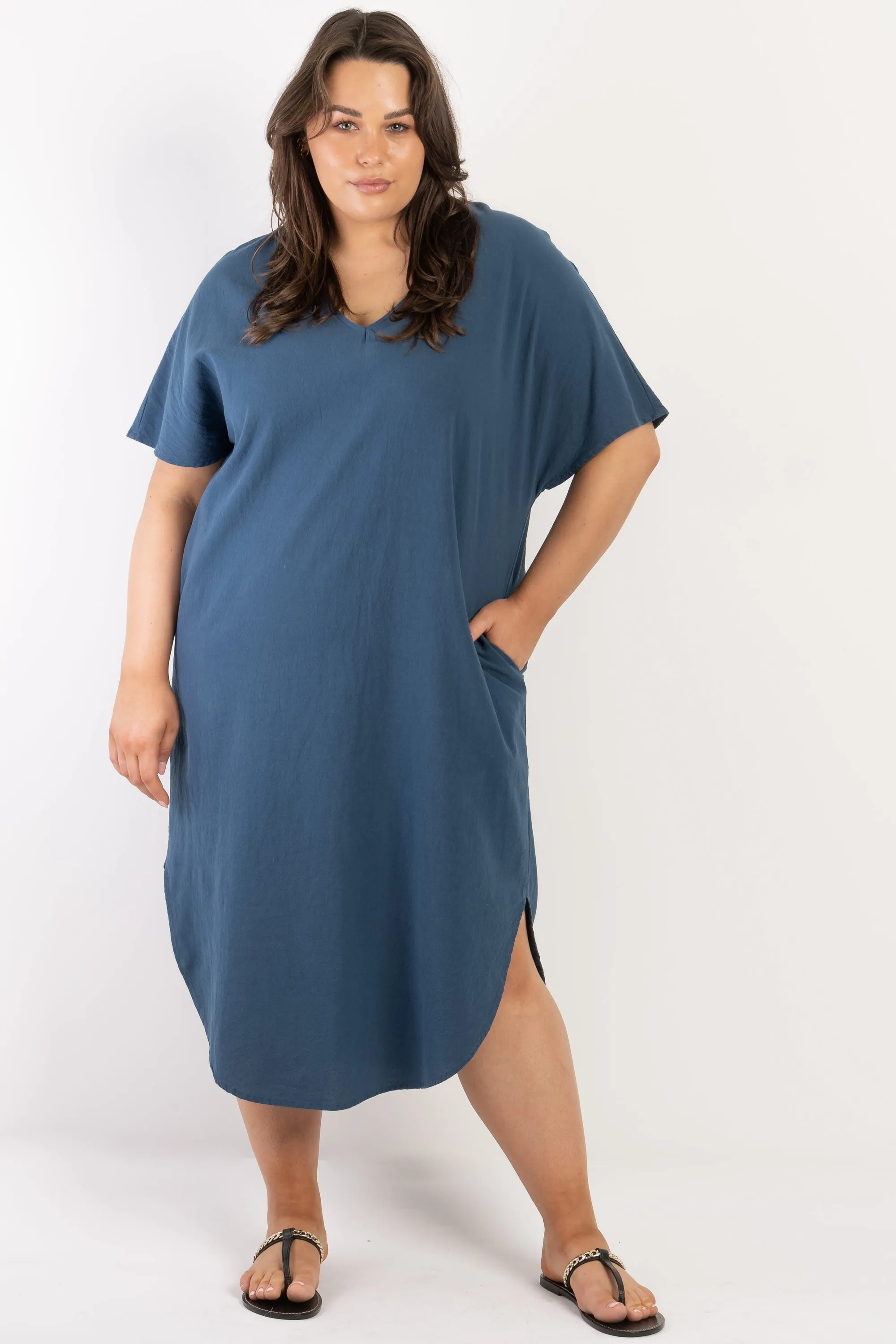 Love To Love You Linen Dress -Teal