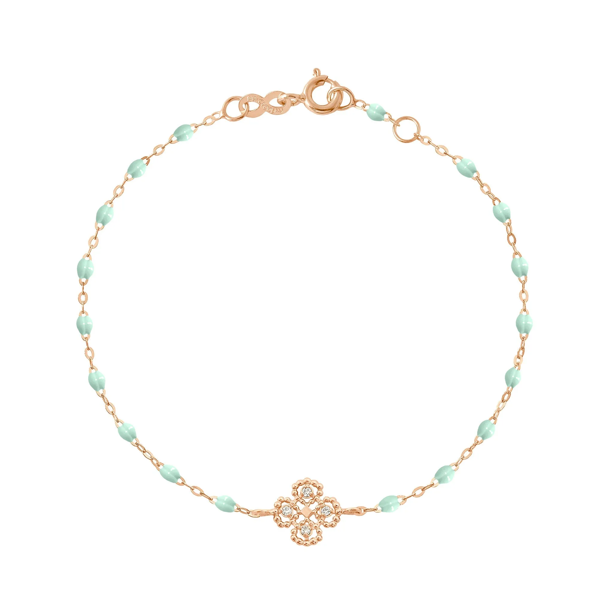 Lucky Clover Classic Gigi Jade diamond Bracelet, Rose Gold, 6.7"