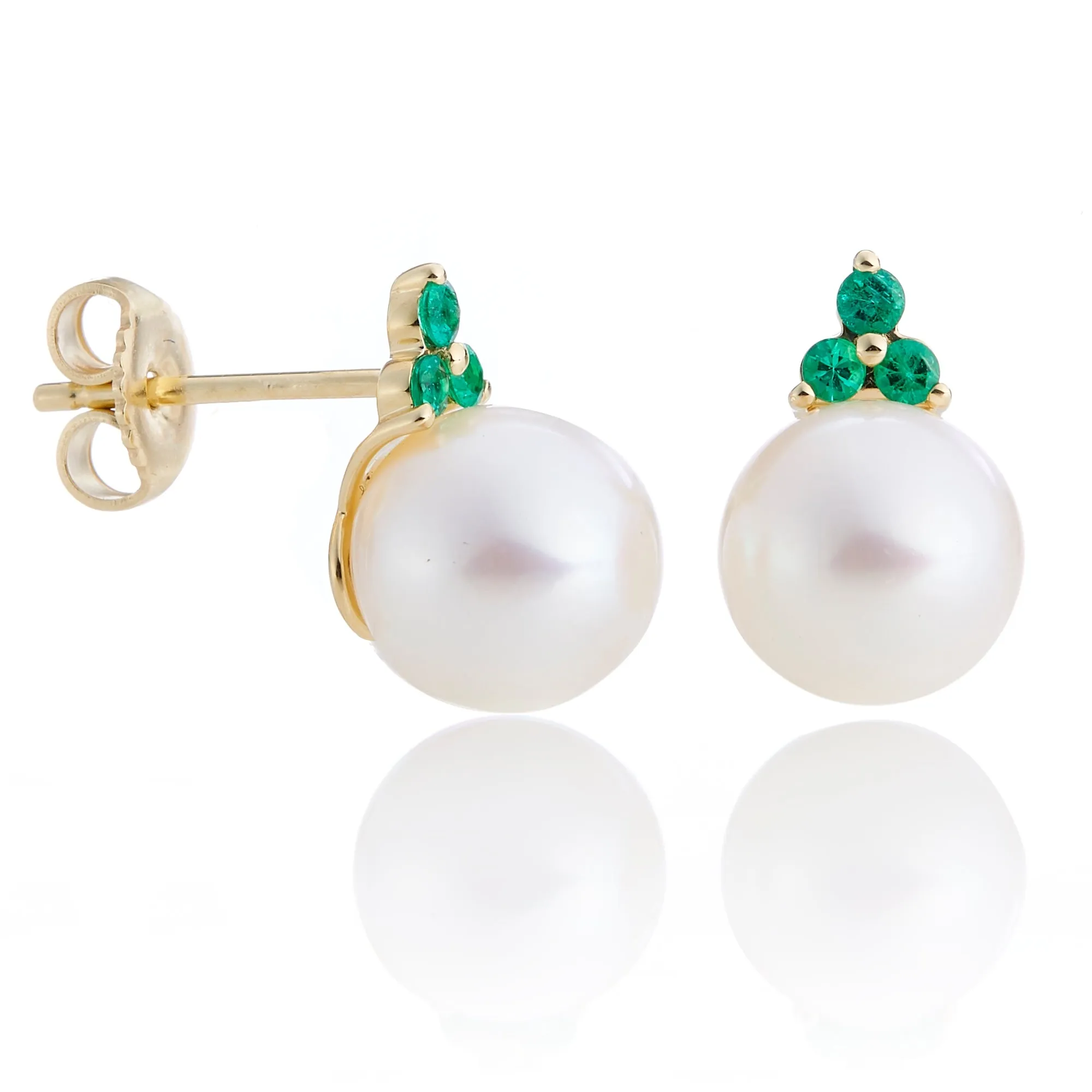 Madison Earrings in Pearls & Emeralds