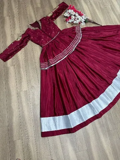 Maroon Chinnon Heavy Thread & Sequence Lehenga Choli