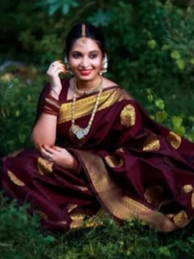 Maroon Gold Silk Designer Saree Bridal Wedding Sari