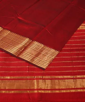 Maroon handwoven mangalagiri cotton silk saree