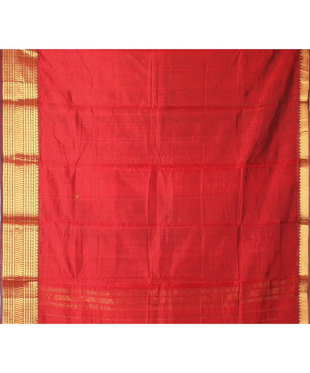 Maroon handwoven mangalagiri cotton silk saree