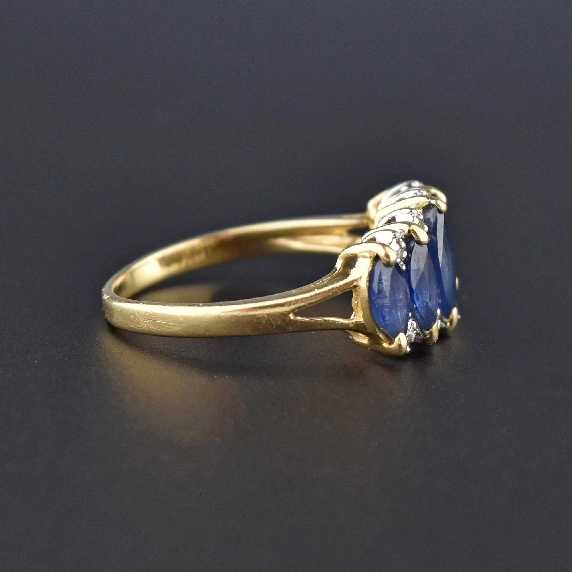 Marquise Sapphire & Diamond 14K Gold Cocktail Ring