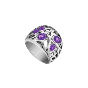 Medallion Purple Quartz Small Ring in Sterling Silver