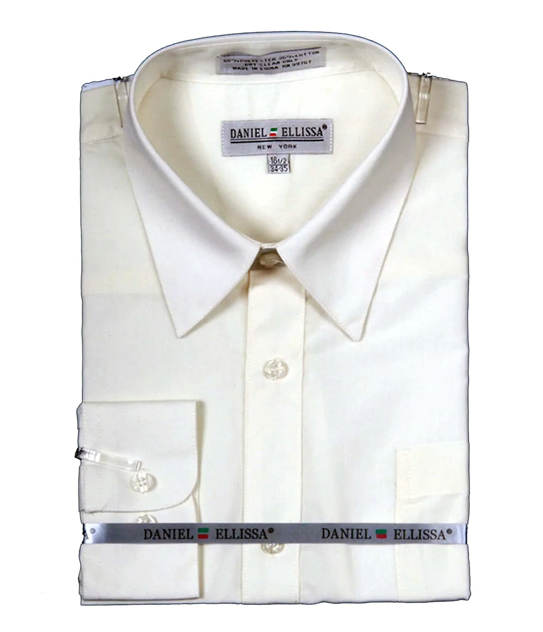 Men's Basic Dress Shirt  with Convertible Cuff -Color Ivory