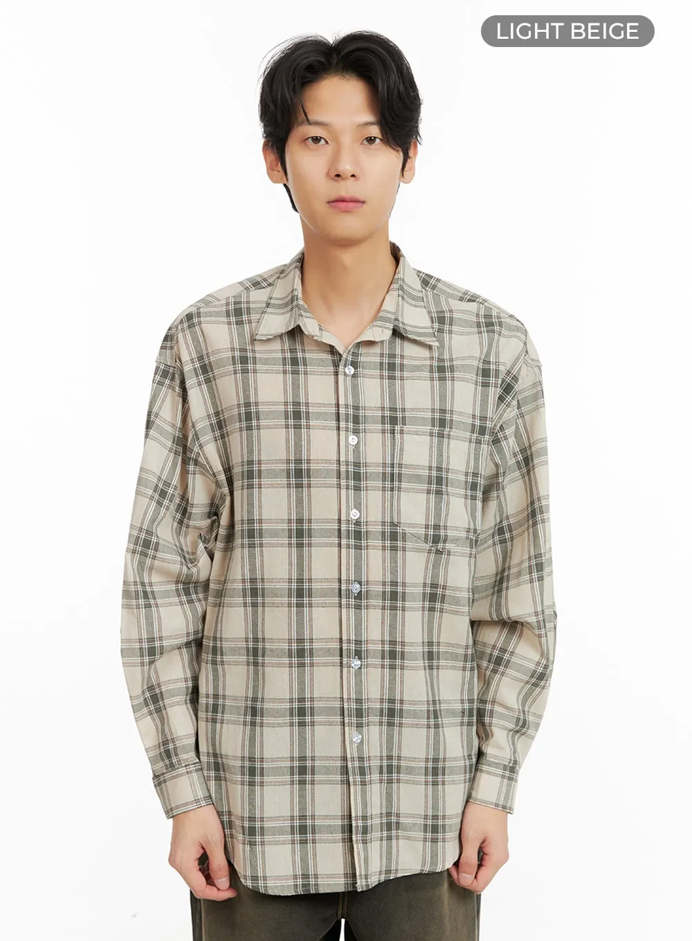 Men's Checkered Buttoned Collared Shirt IA402