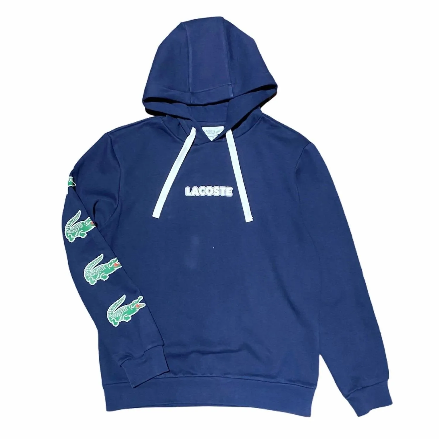 Men's Crocodile Print Hooded Cotton Sweatshirt In Navy