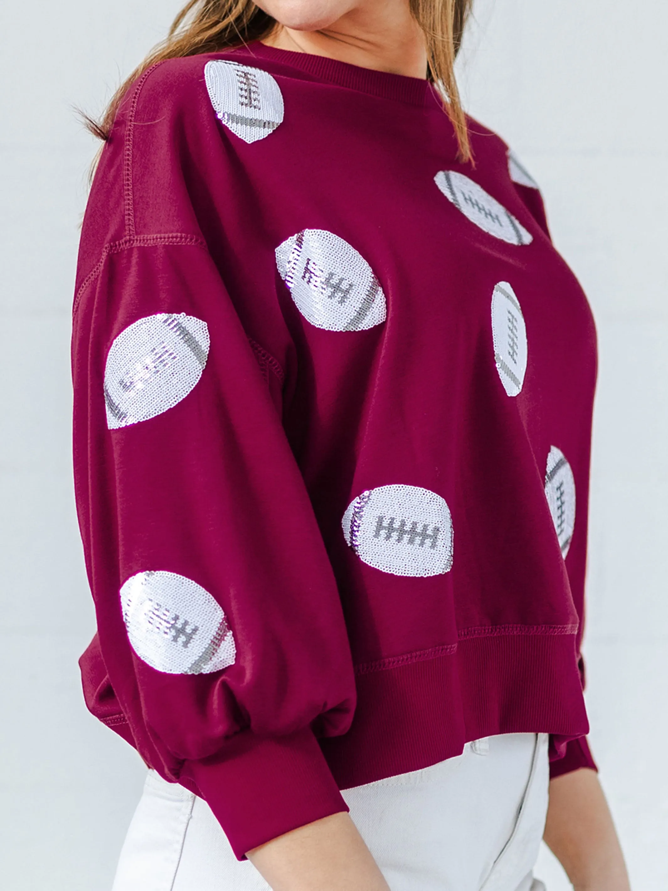 Millie Sweatshirt | Footballs Maroon   White