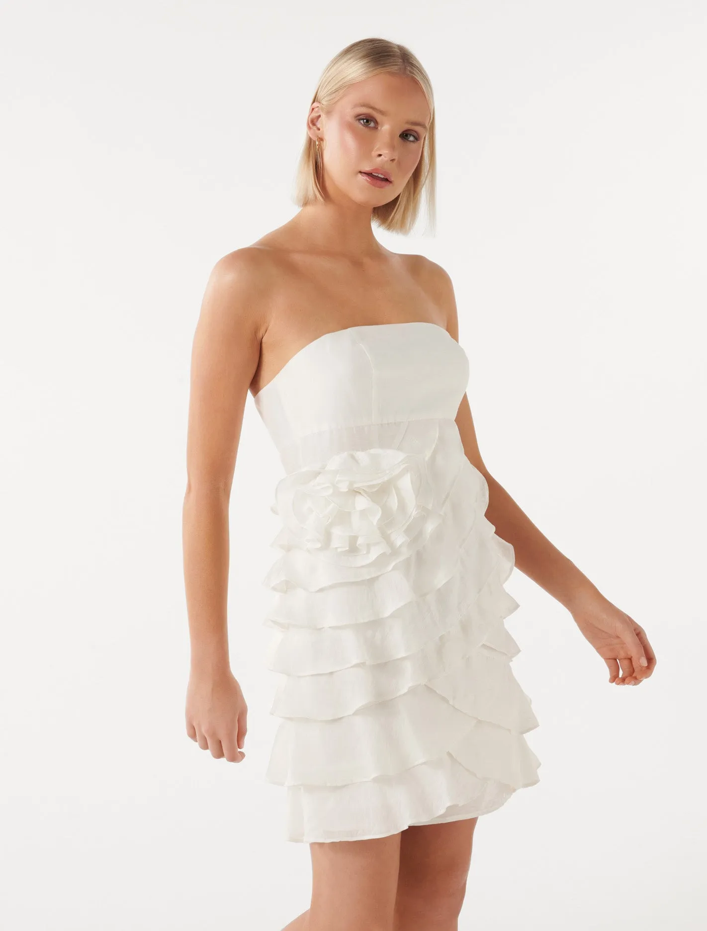 Mimi Ruffle Rosette Mini Dress