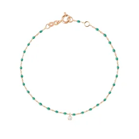 Mini Gigi Emerald bracelet, Rose Gold 1 Diamond, 6.7"