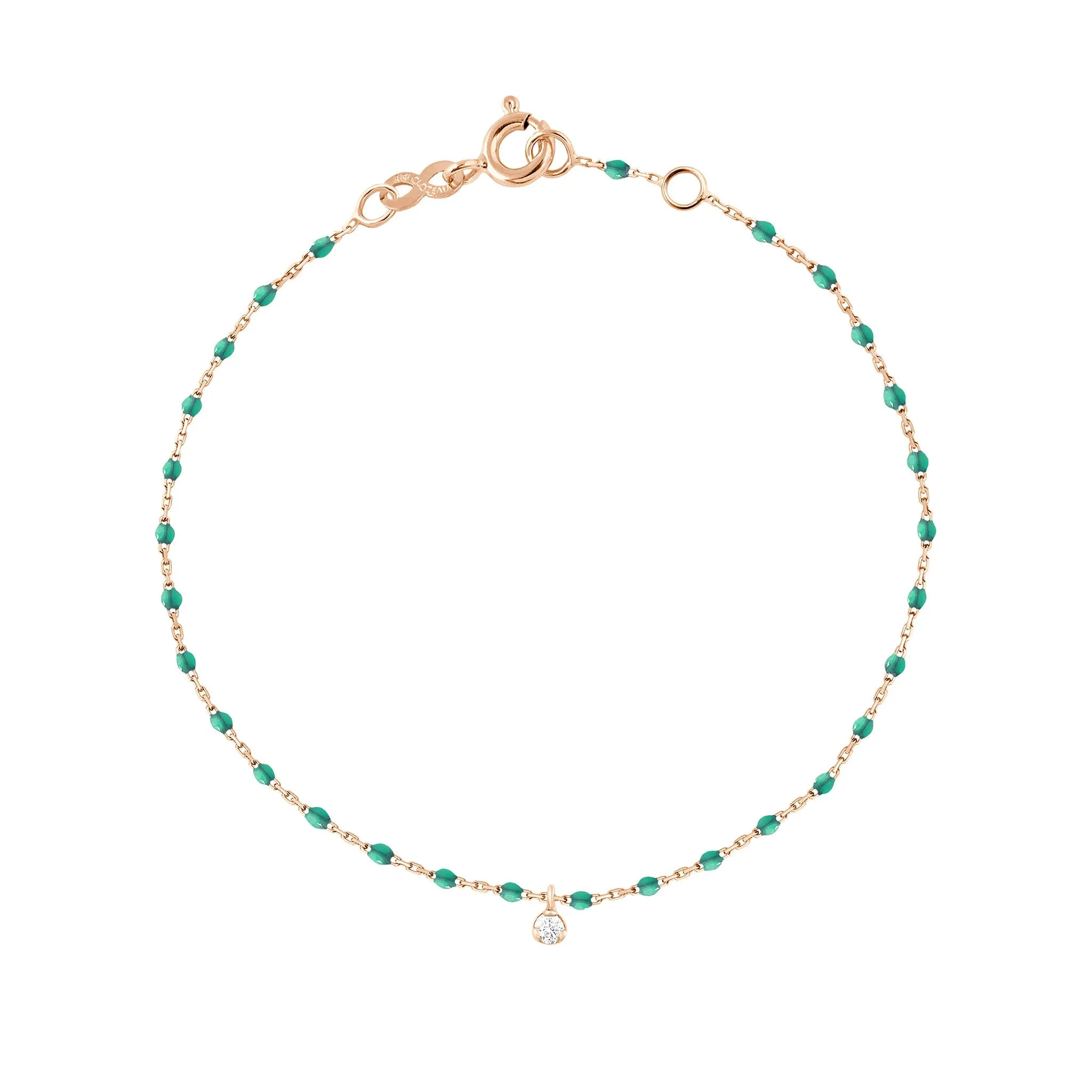 Mini Gigi Emerald bracelet, Rose Gold 1 Diamond, 6.7"