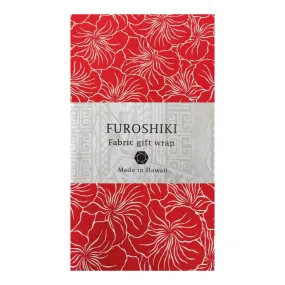 Modern Hibiscus Print Gift Wrapping Fabric / Furoshiki   | RED -1223FB-RED2