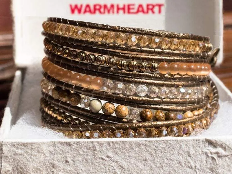 Multibead Wrap Bracelet Bronze